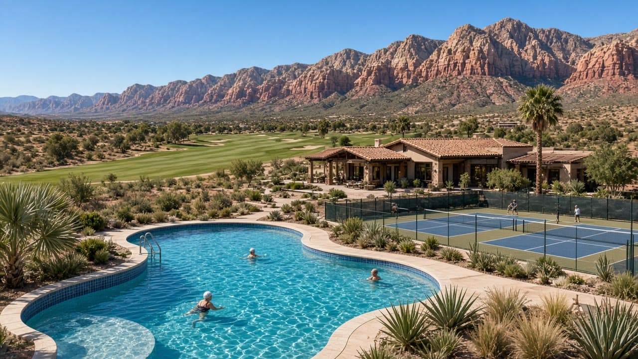 Nearby amenities map for Sun City Summerlin in Las Vegas