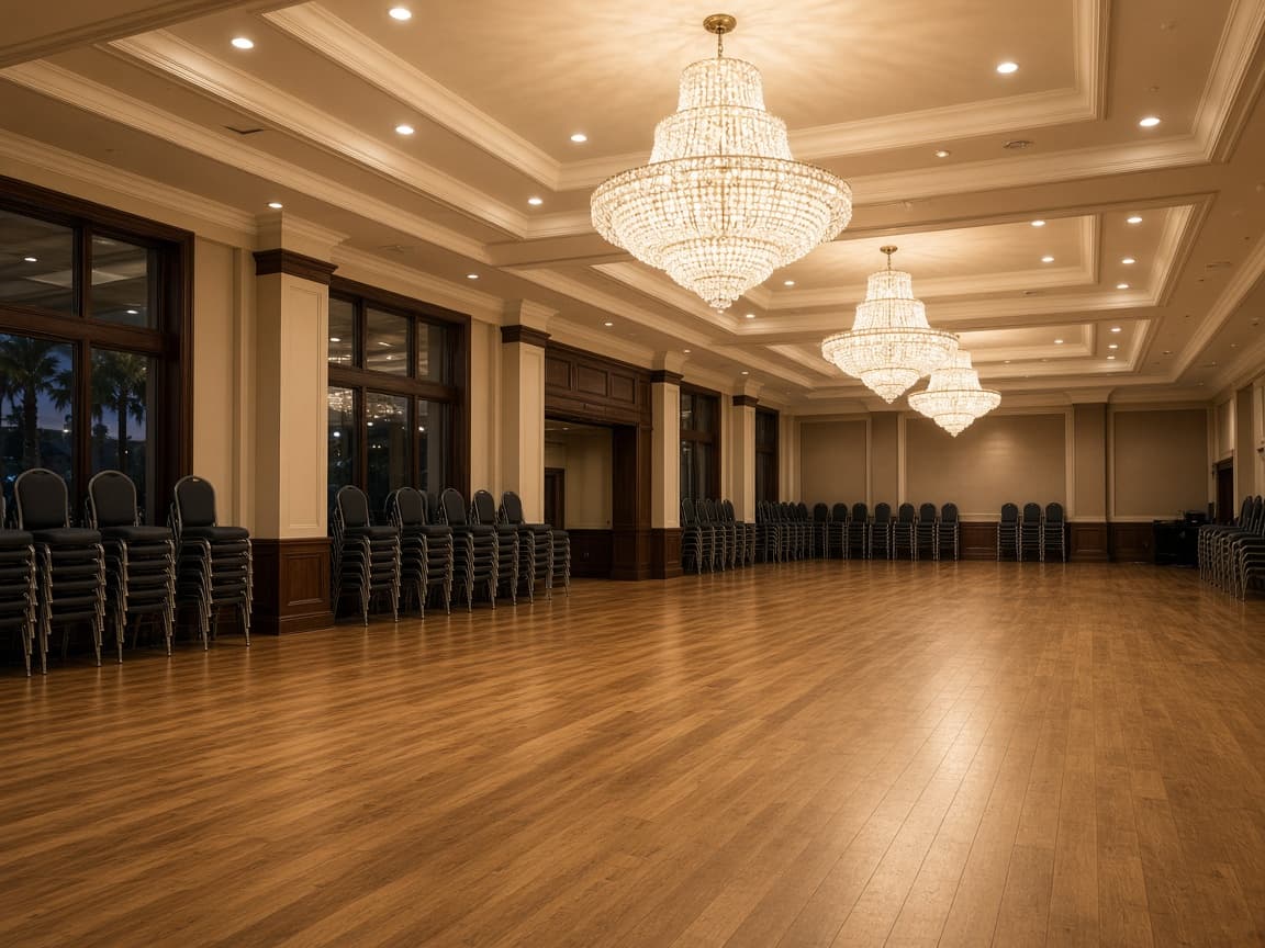 Grand ballroom at Desert Vista with dance floor and stage