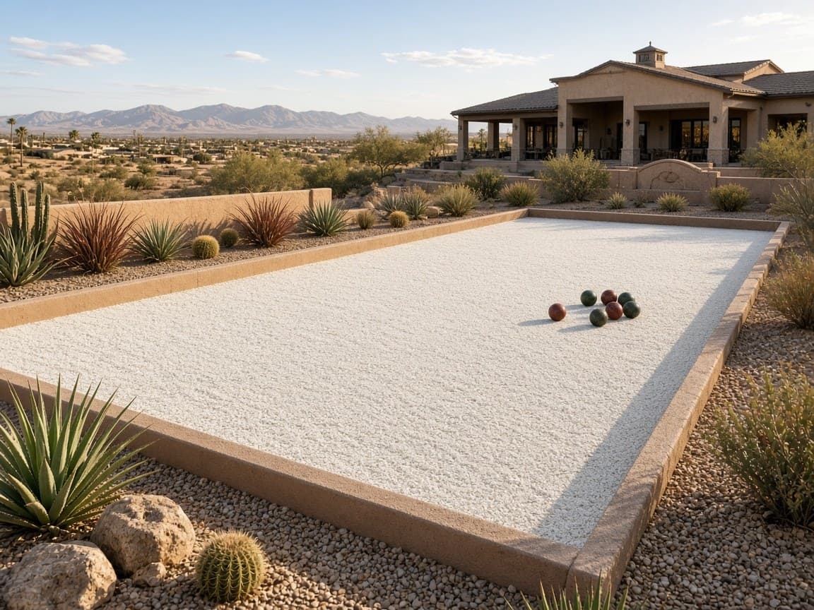 Lighted bocce ball courts at Sun Shadows
