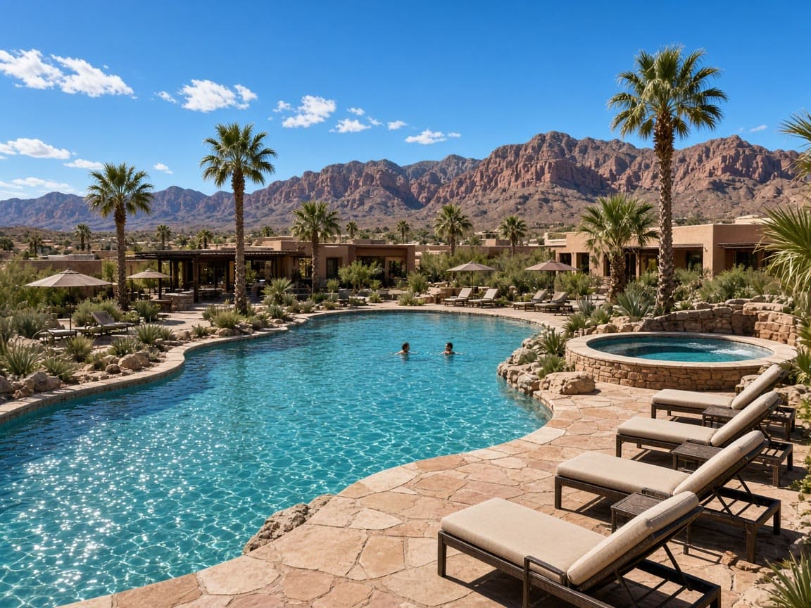 Resort pool and spa at Sun City Summerlin recreation centers in Las Vegas