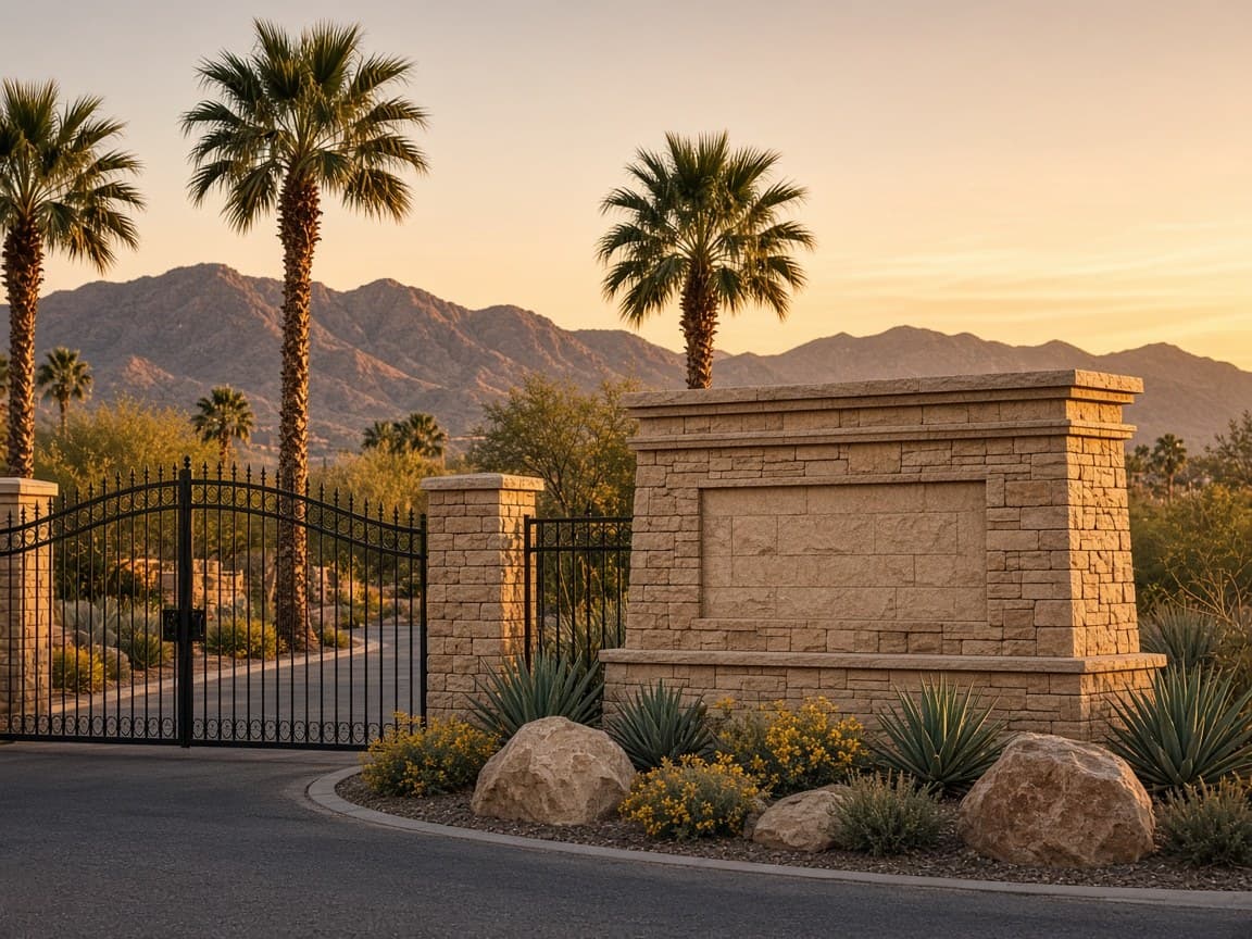 Sun City Summerlin community entrance with mountain views
